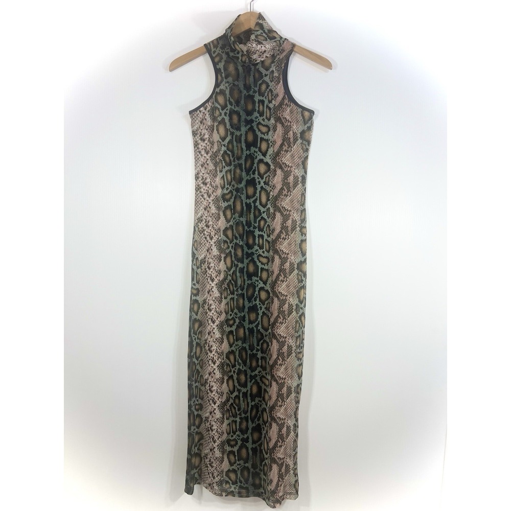 ALEJANDRO COLLECTION Snakeskin Mesh Bodycon Maxi Dress Sz Small Sleeveless *READ